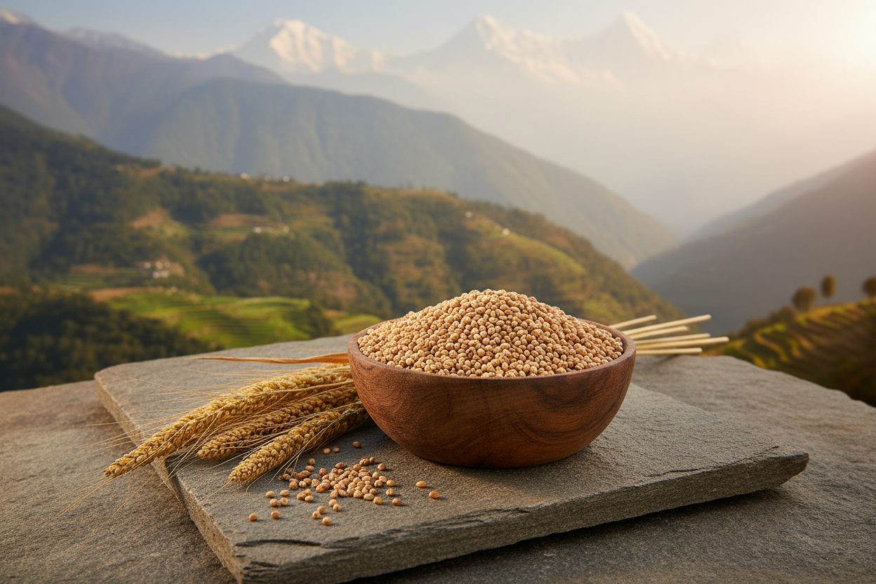 Kumwal Himalayan Brown Top Millet is a wholesome ancient grain naturally grown in the high-altitude regions of Uttarakhand. Cultivated using traditional mountain farming practices, this millet is valued for its light texture, mild taste, and excellent nutritional profile.
Naturally fiber-rich and gluten-free, Himalayan Brown Top Millet is an ideal choice for balanced, everyday meals and mindful eating.
Source / Origin
Naturally grown Himalayan Brown Top Millet
Harvested from high-altitude regions of Utta
