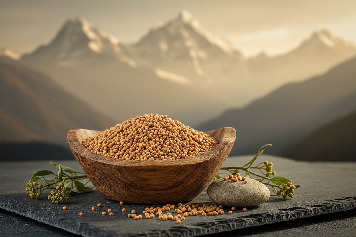 Kumwal Himalayan Mustard Seeds, locally known as Uttarakhand Sarso ka Beej, are naturally grown and harvested from the high-altitude regions of Uttarakhand. Cultivated in the pristine Himalayan environment, these seeds are valued for their sharp aroma, pungent flavor, and rich natural oils.
Carefully cleaned and minimally processed, Kumwal Himalayan Mustard Seeds deliver authentic taste and superior quality for both culinary and traditional uses.
Source / Origin
Himalayan Mustard Seeds (Uttarakhand Sarso