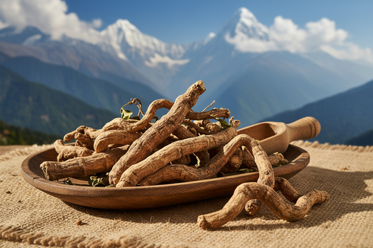 Kumwal Himalayan Ashwagandha Jadibuti (Sabut) is carefully handpicked from the high-altitude regions of Uttarakhand, where the pure mountain environment supports its natural potency and quality. Grown traditionally without the use of chemicals or pesticides, this whole-root Ashwagandha reflects the authenticity of Himalayan herbal wisdom.

Naturally rich in nutrients and known for its distinctive earthy taste, Kumwal Himalayan Ashwagandha is valued for its role in holistic wellness practices.

Source / Orig